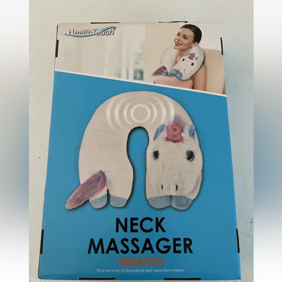 Health Touch Neck Massager Vibration UNICORN MultiColor Plush Polyester NEW - Picture 2 of 2